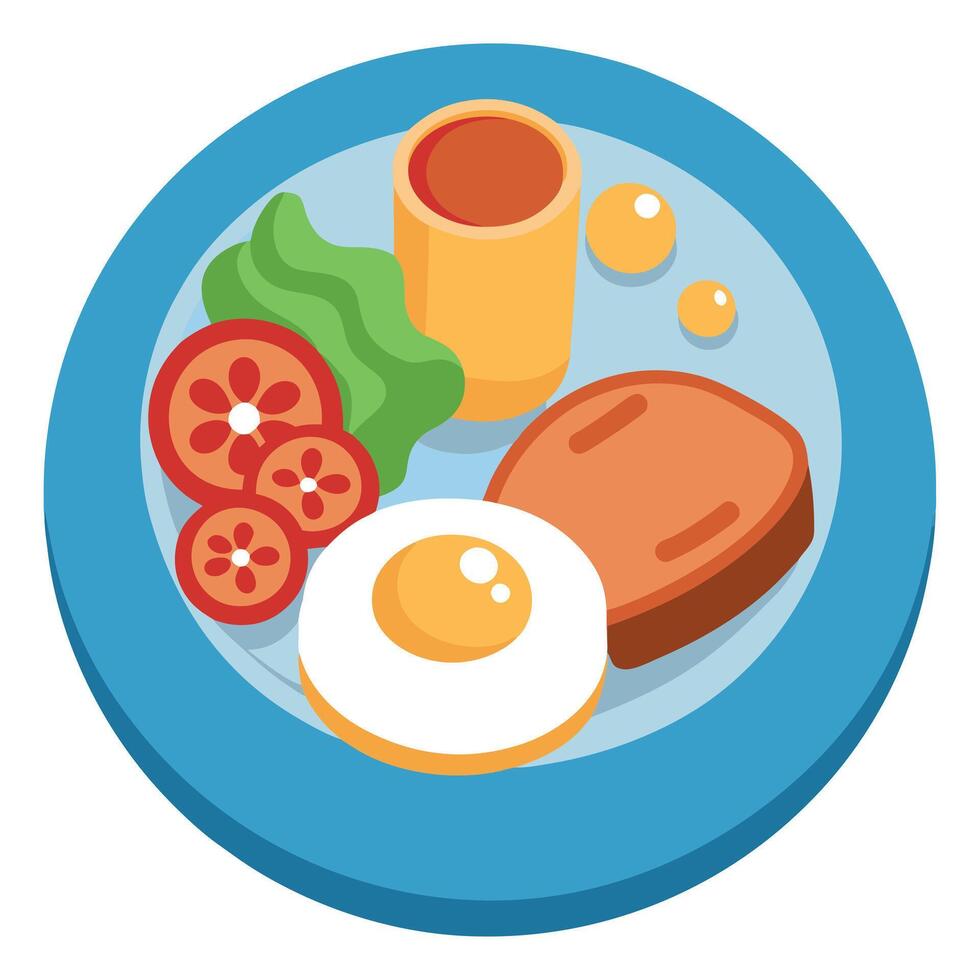 A plate of breakfast food sitting on a table. Perfect for food blogs and recipe websites vector