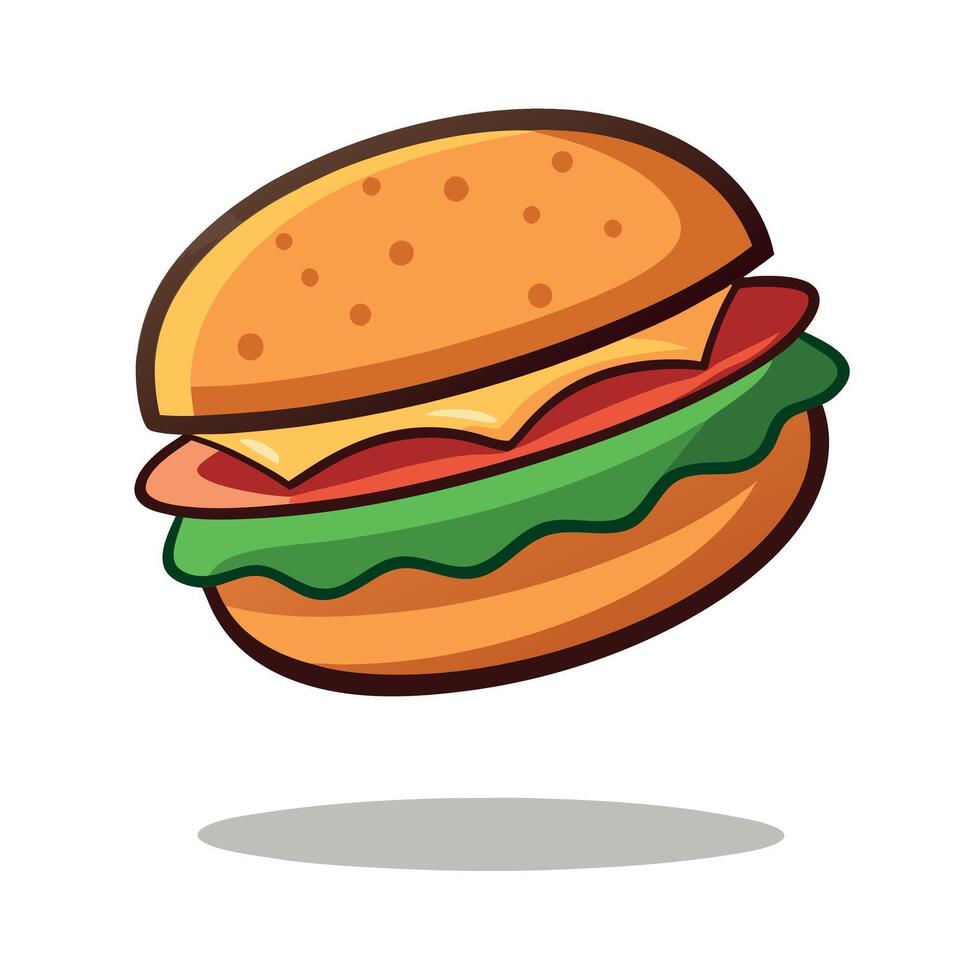 Flying hamburger isolated on transparent background Remove . Clipping Path. pen tool vector