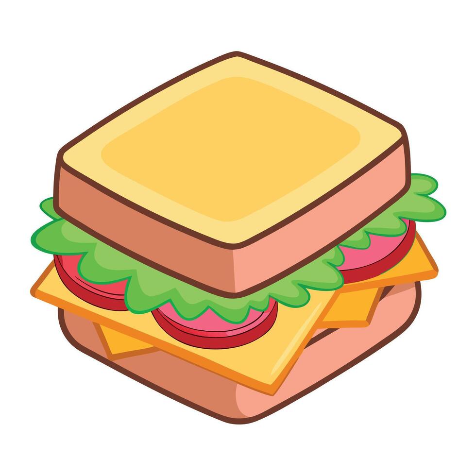 Ham and cheese sandwich isolated on transparent background Remove . Clipping Path vector