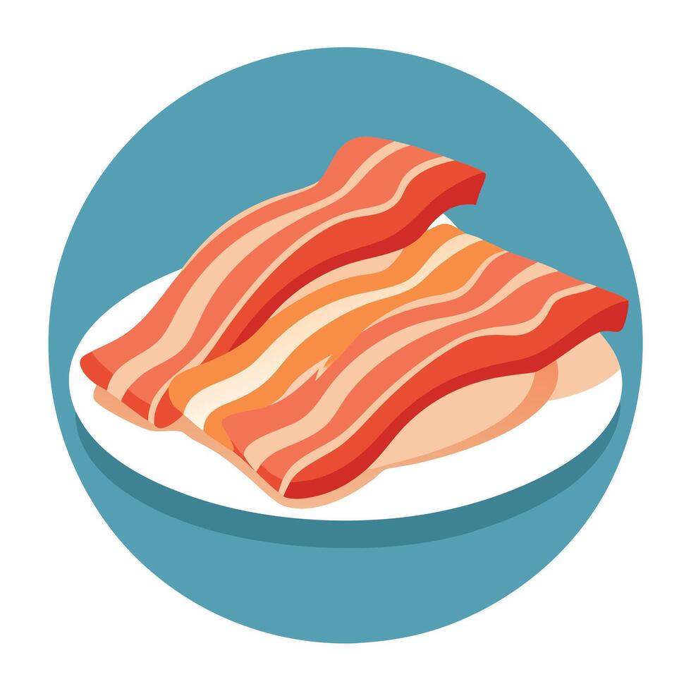 Fresh bacon strips as a rustic appetizer meal on a table with copy space background vector