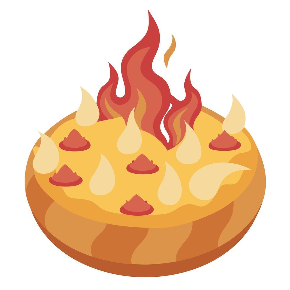 Flammekueche with crispy. golden crust and topped with onions. bacon. and a creamy sauce vector