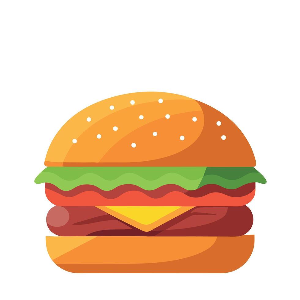 Cheese burger isolated in soft lightening condition. smoking hot delicious burger with grilled meat vector