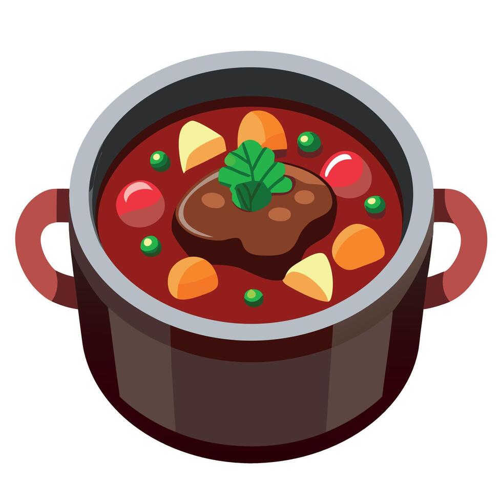 Beef Bourguignon A stew made of beef braised in red wine often red Burgundy and beef broth vector