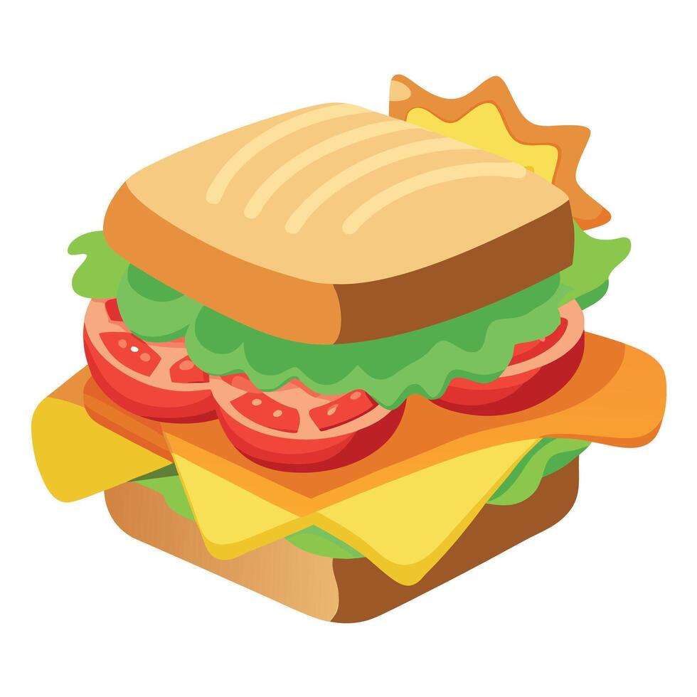 Appetizing BLT Sandwich with Crispy Bacon. Lettuce. Tomato. and Potato Chips on the Side vector
