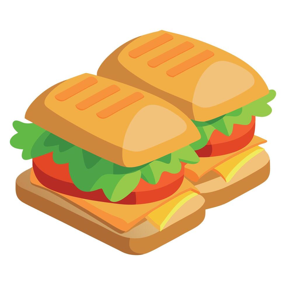 A set of grilled chicken sandwiches with lettuce and mayo isolated on a transparent background vector