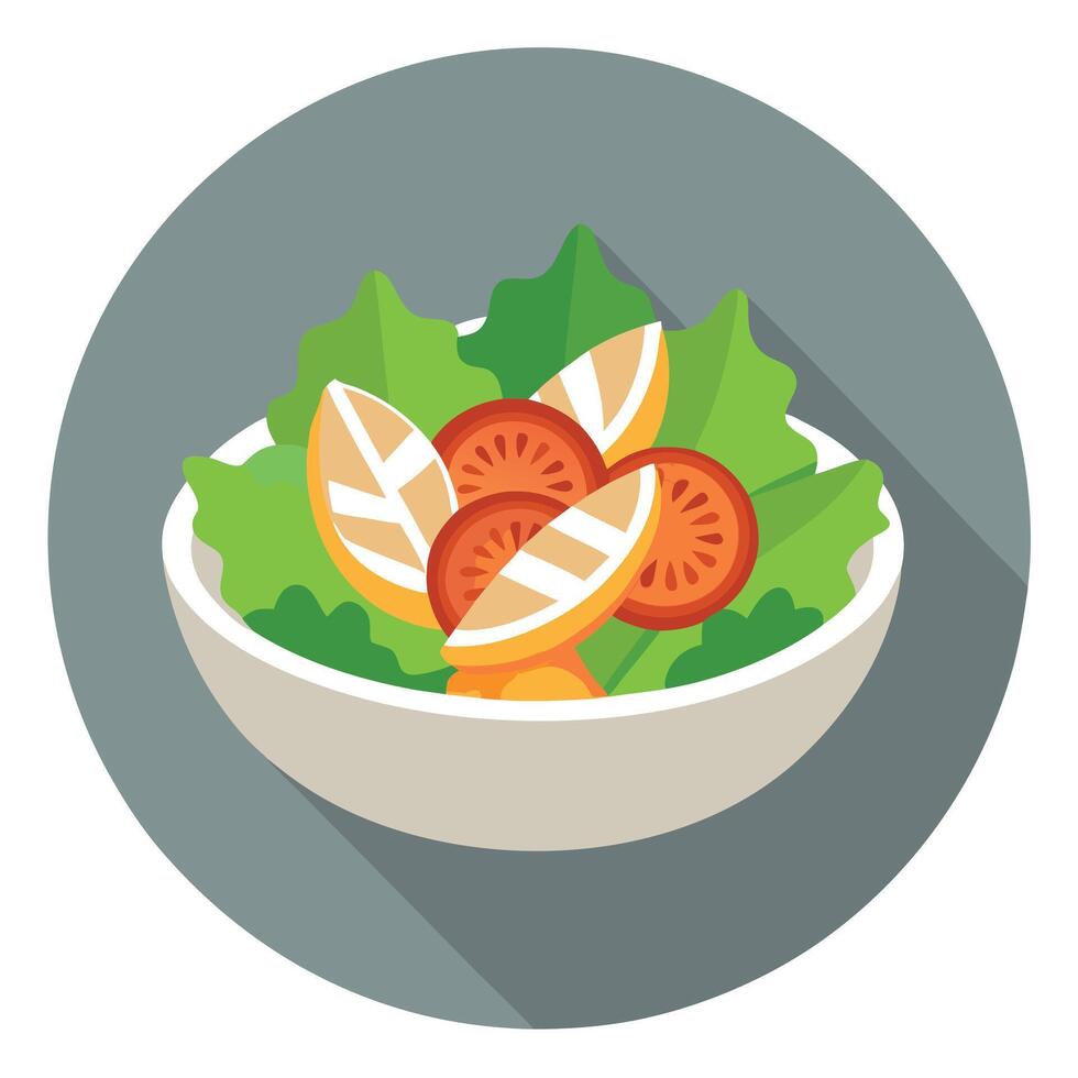 Caesar salad with chicken and bacon on a gray background on a plate for a restaurant menu vector