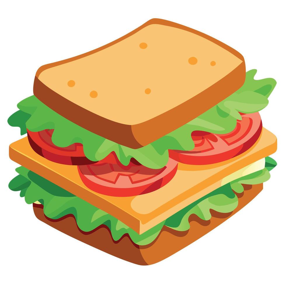 Freshly made blt sandwich with crispy bacon. juicy tomatoes. and fresh lettuce on toasted bread vector