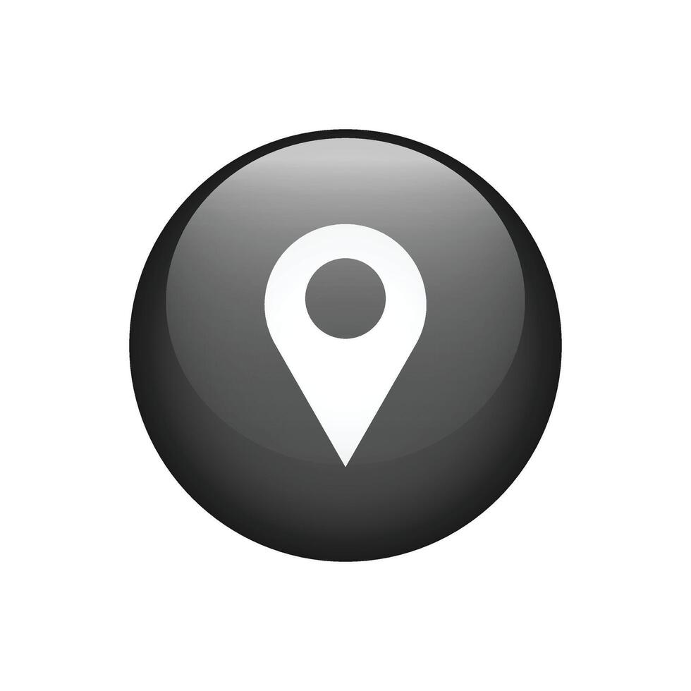 Pin map location black button icon. illustration vector