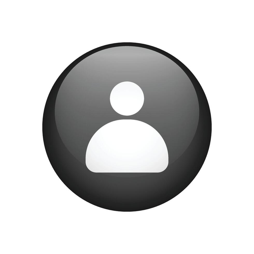 User account realistic button icon, user in circle vector