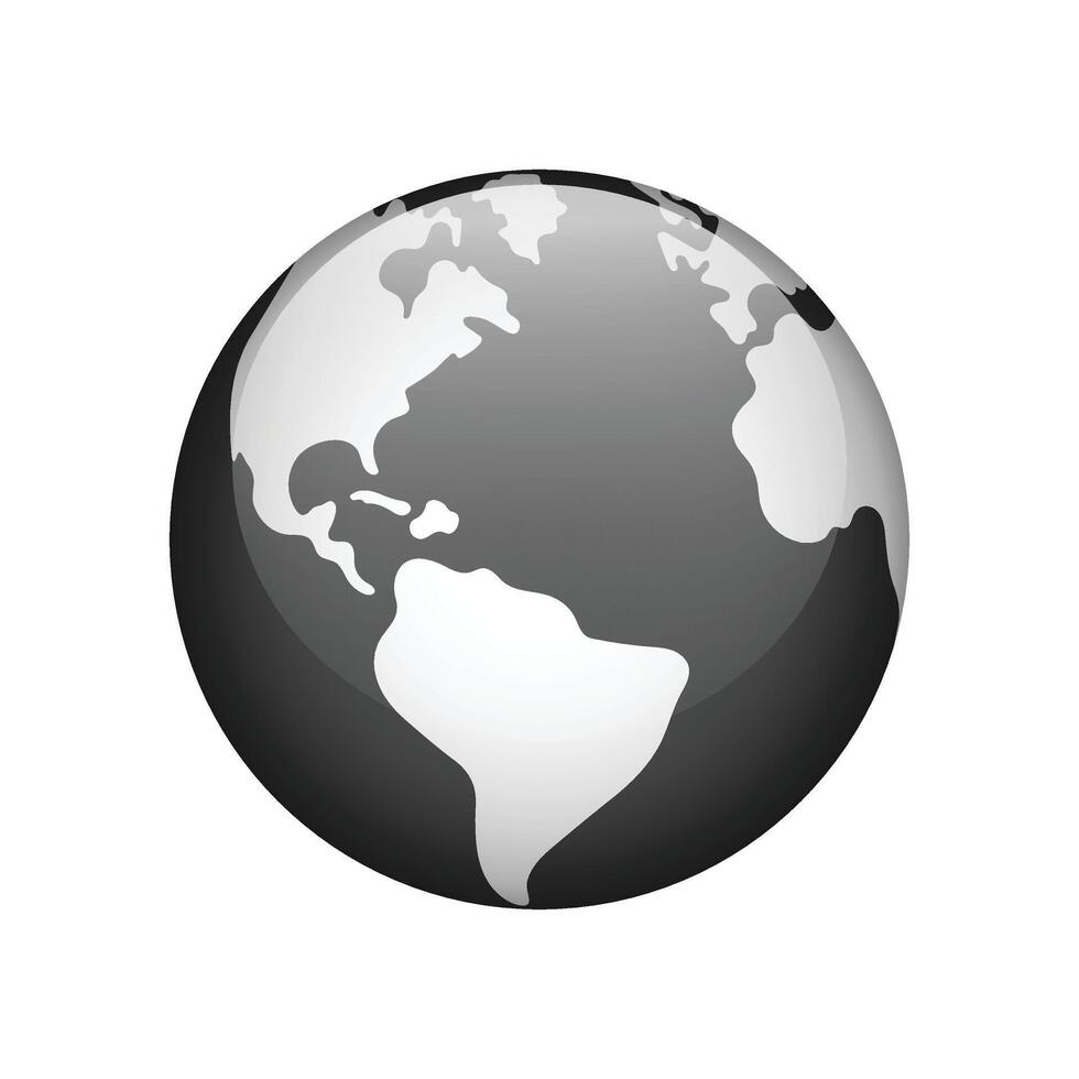 Earth button icon sign isolated on white background. vector