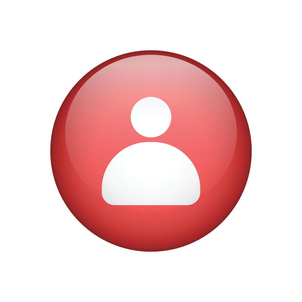 User account realistic button icon, user in circle vector
