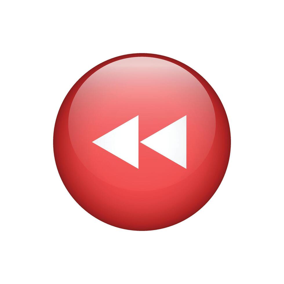 fast backward button icon on white Background. vector