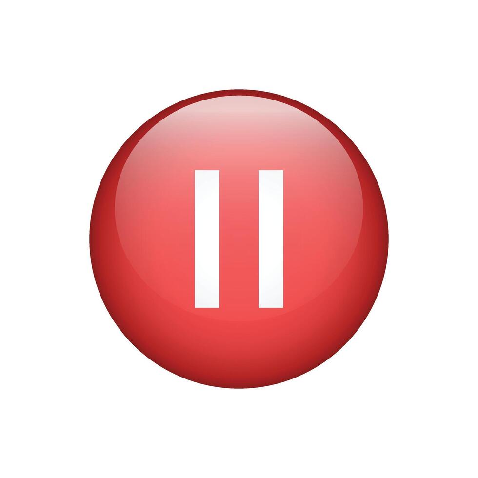 Pause red button icon sign. illustration vector