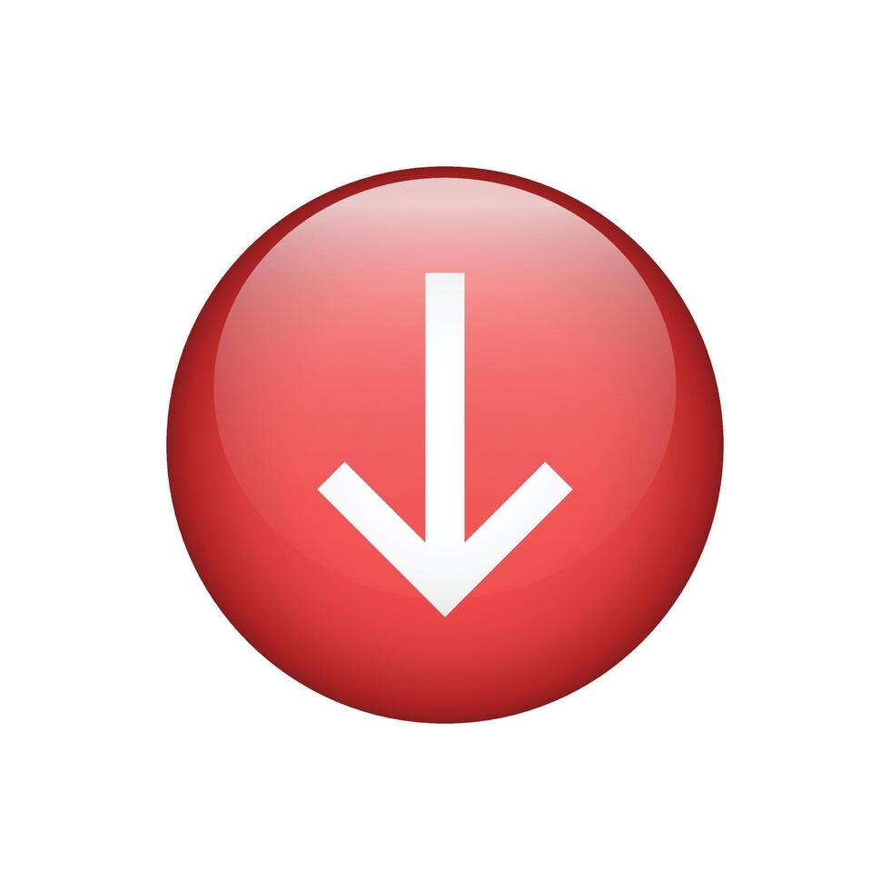 Bottom arrow red icon sign. illustration vector