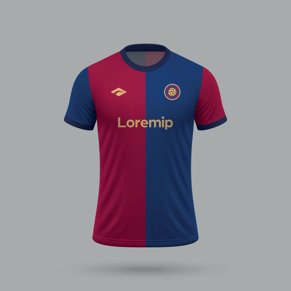 3d realistic soccer jersey in Barcelona style, football shirt template vector