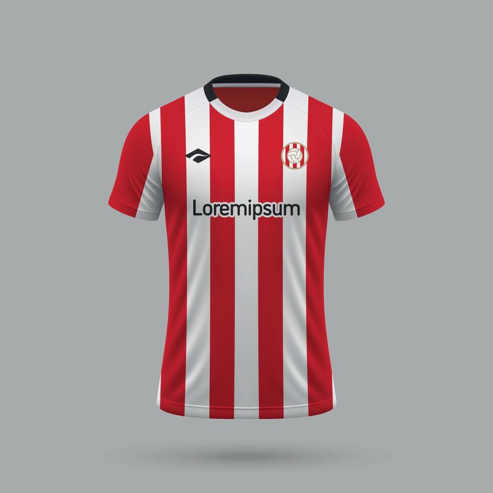 3d realistic soccer jersey in Athletic Bilbao style, football shirt template vector