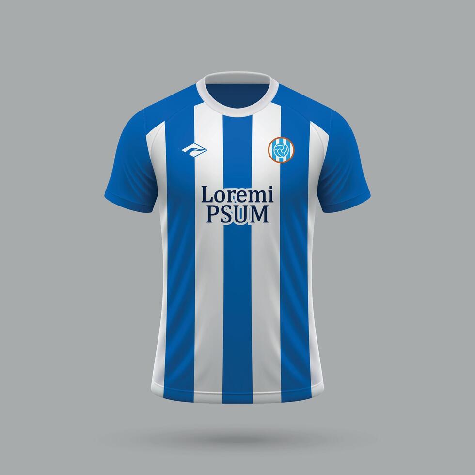 3d realistic soccer jersey in Espanyol style, football shirt template vector