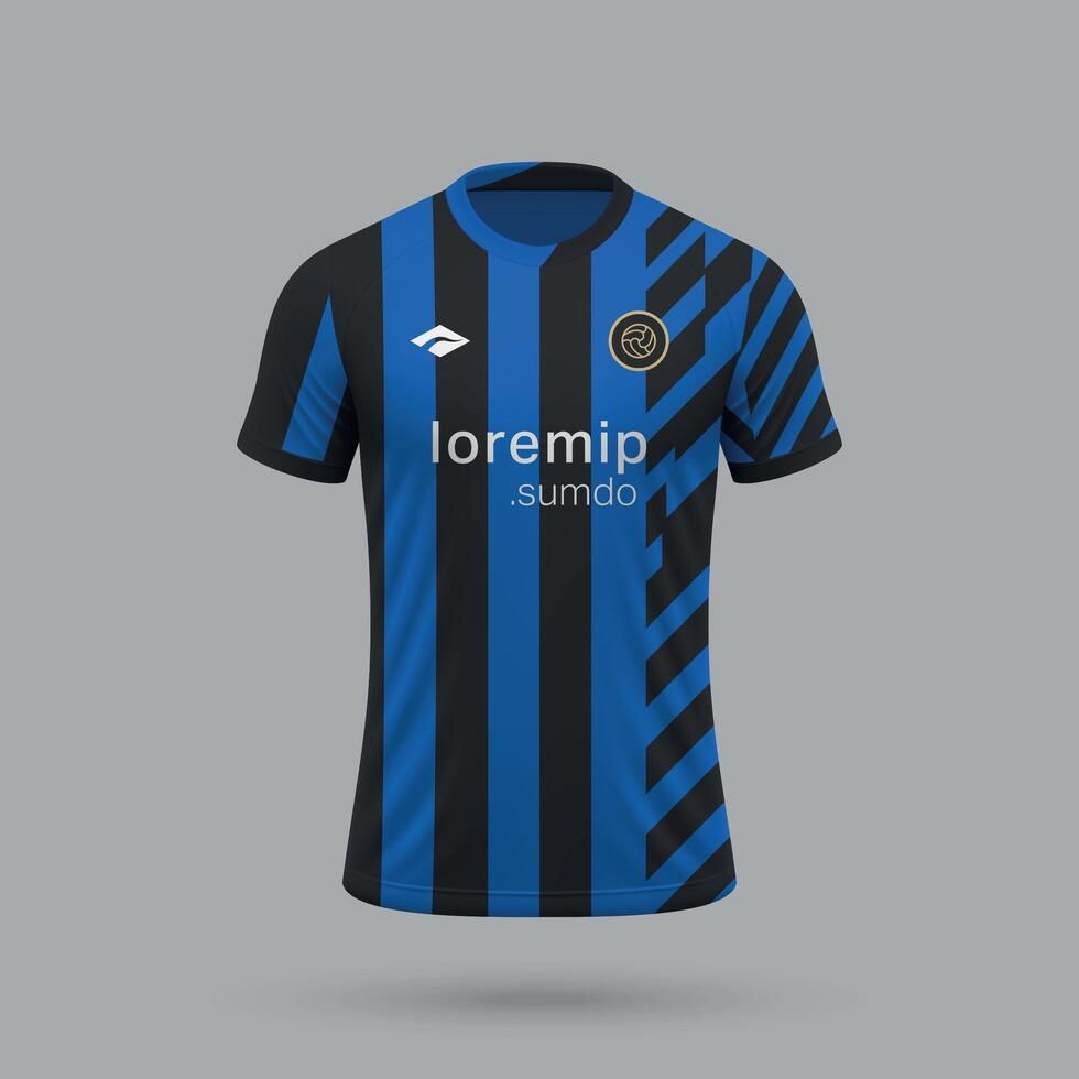 3d realistic soccer jersey in Inter style, football shirt template vector