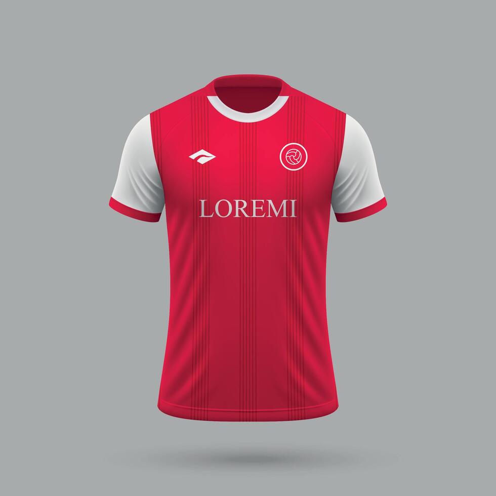 3d realistic soccer jersey in Reims style, football shirt template vector