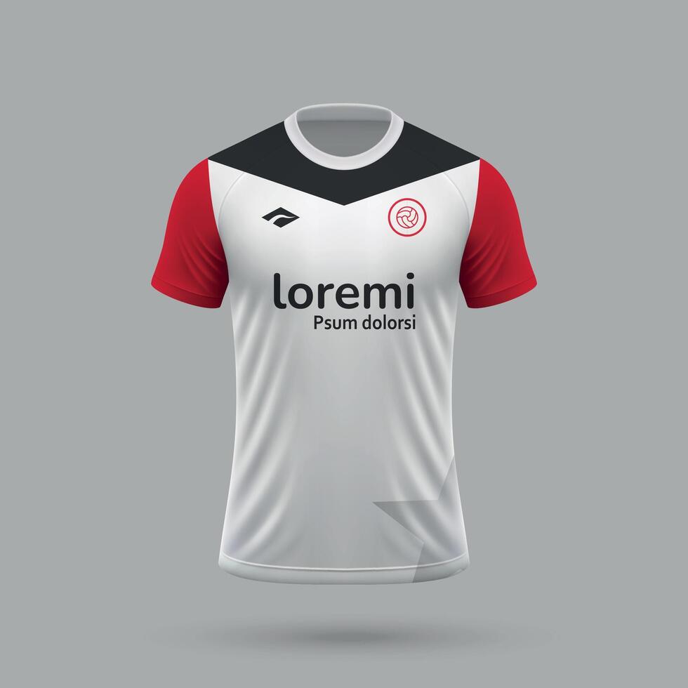 3d realistic soccer jersey in Eintracht Frankfurt style, football shirt template vector