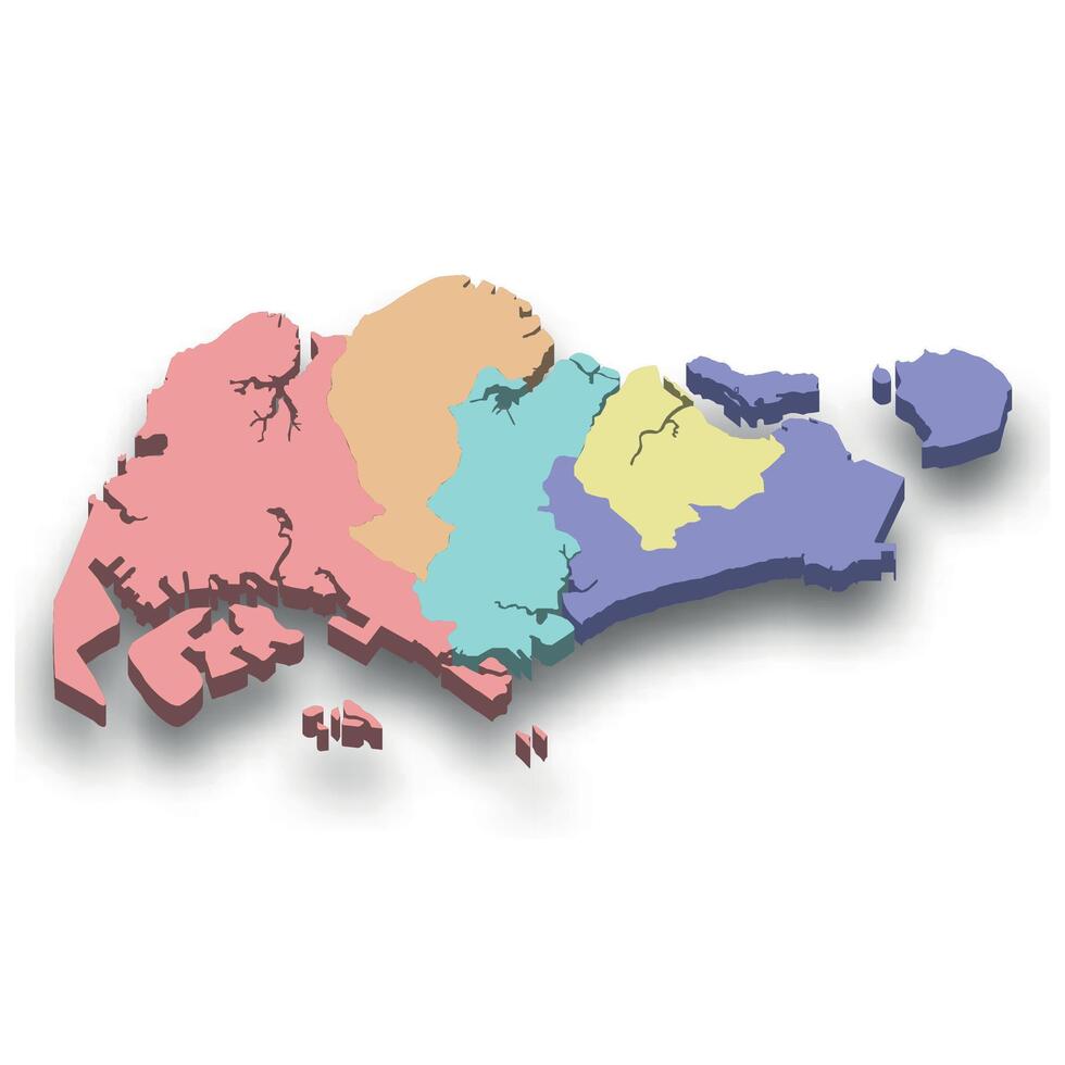 3d isometric colored map of Singapore vector