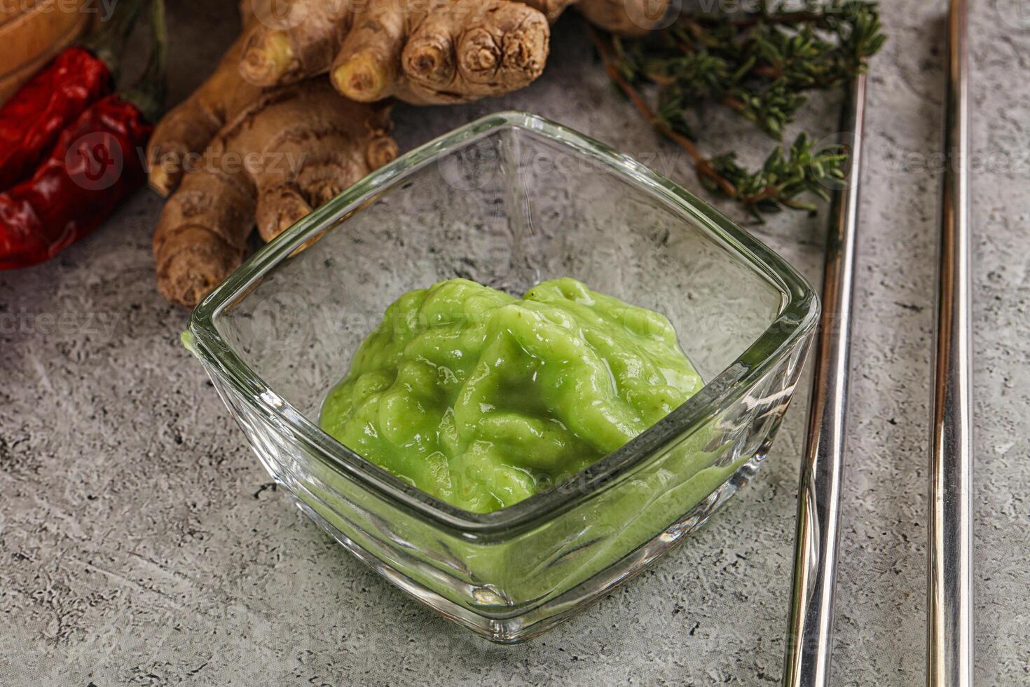 Green organic asian Wasabi seasoning photo