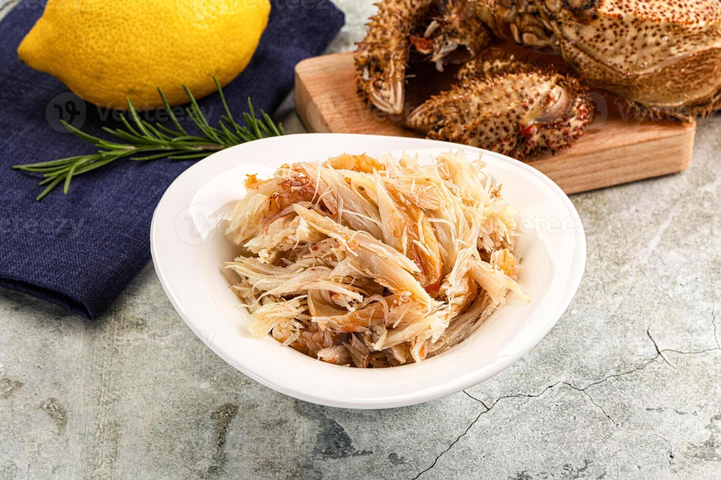 Wild natural crab meat for salad photo