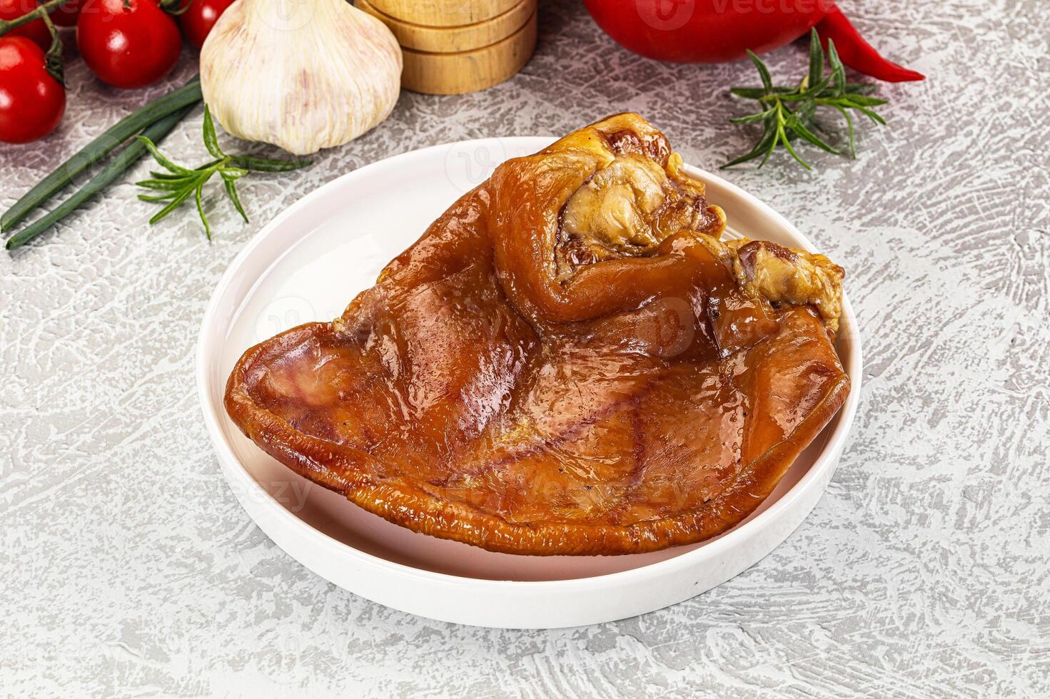 Smoked pork ear snack appetizer photo