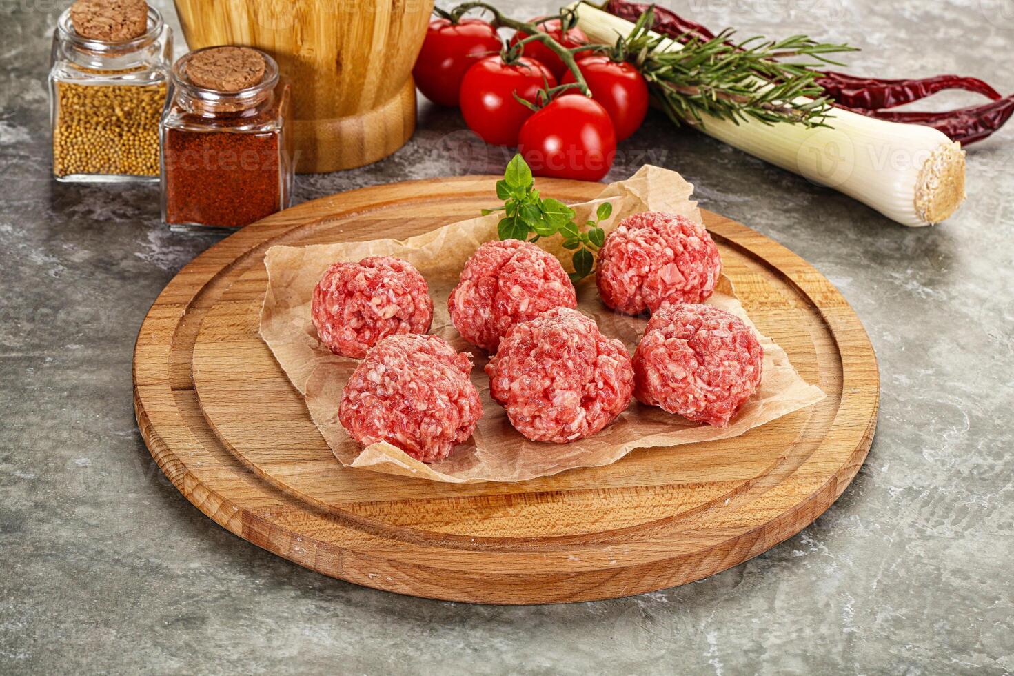Raw beef meatball minced meat photo