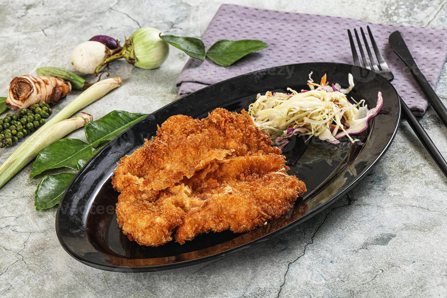Tonkatsu fried cutlet with cabbage photo
