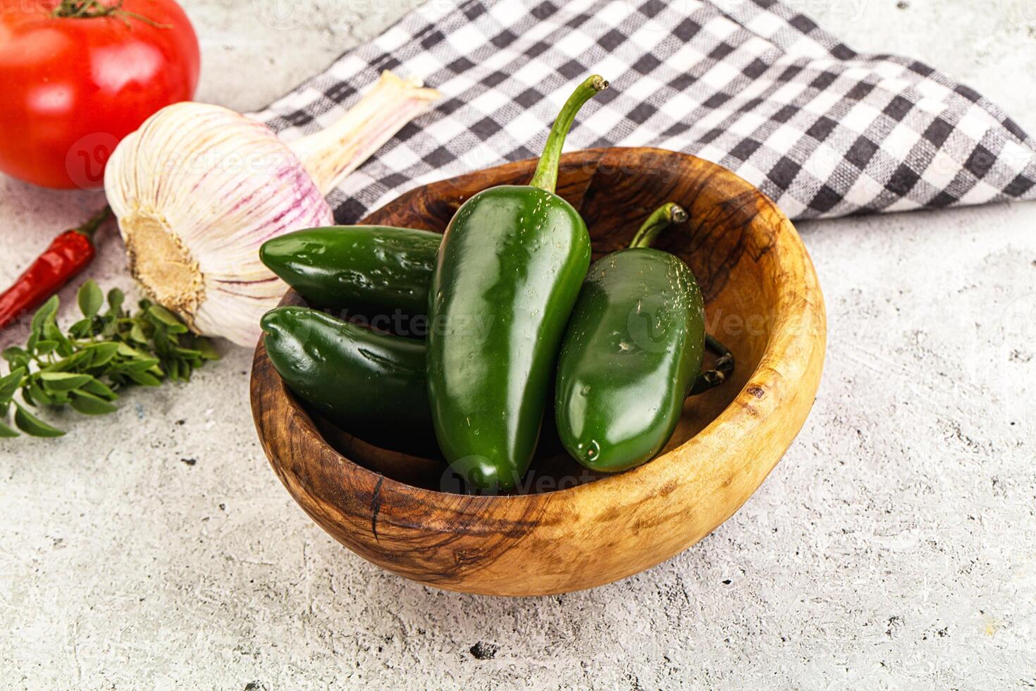Mexican hot green Jalapeno pepper photo