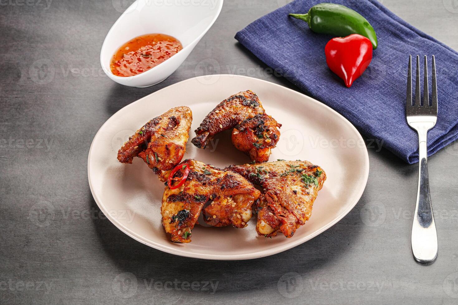 Buffalo grilled chicken wings barbecue photo