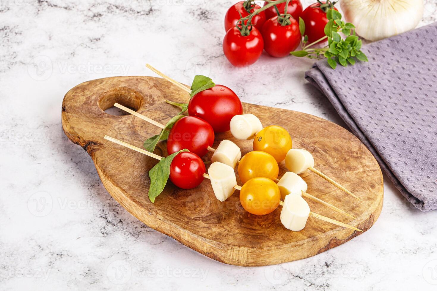 Italian caprese salad kebab stick photo