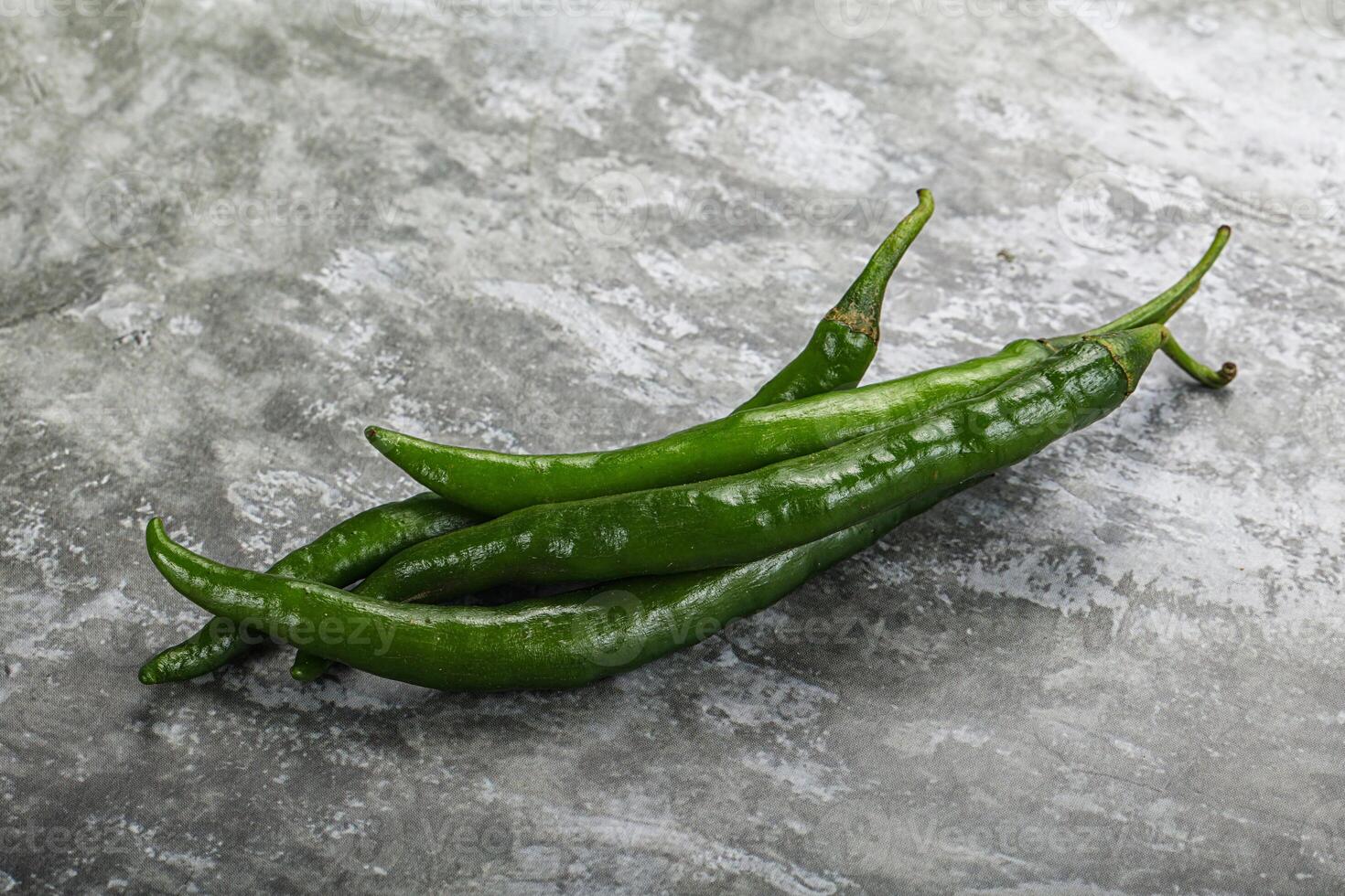Hot and spicy green chili pepper photo