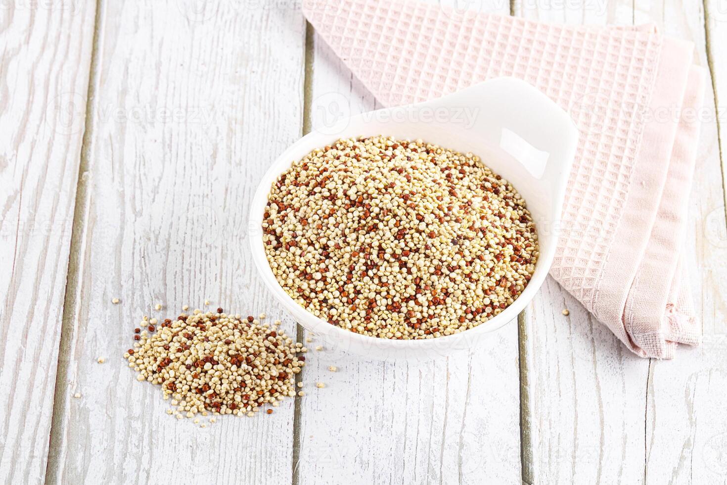 Raw dry quinoa cereal grain photo