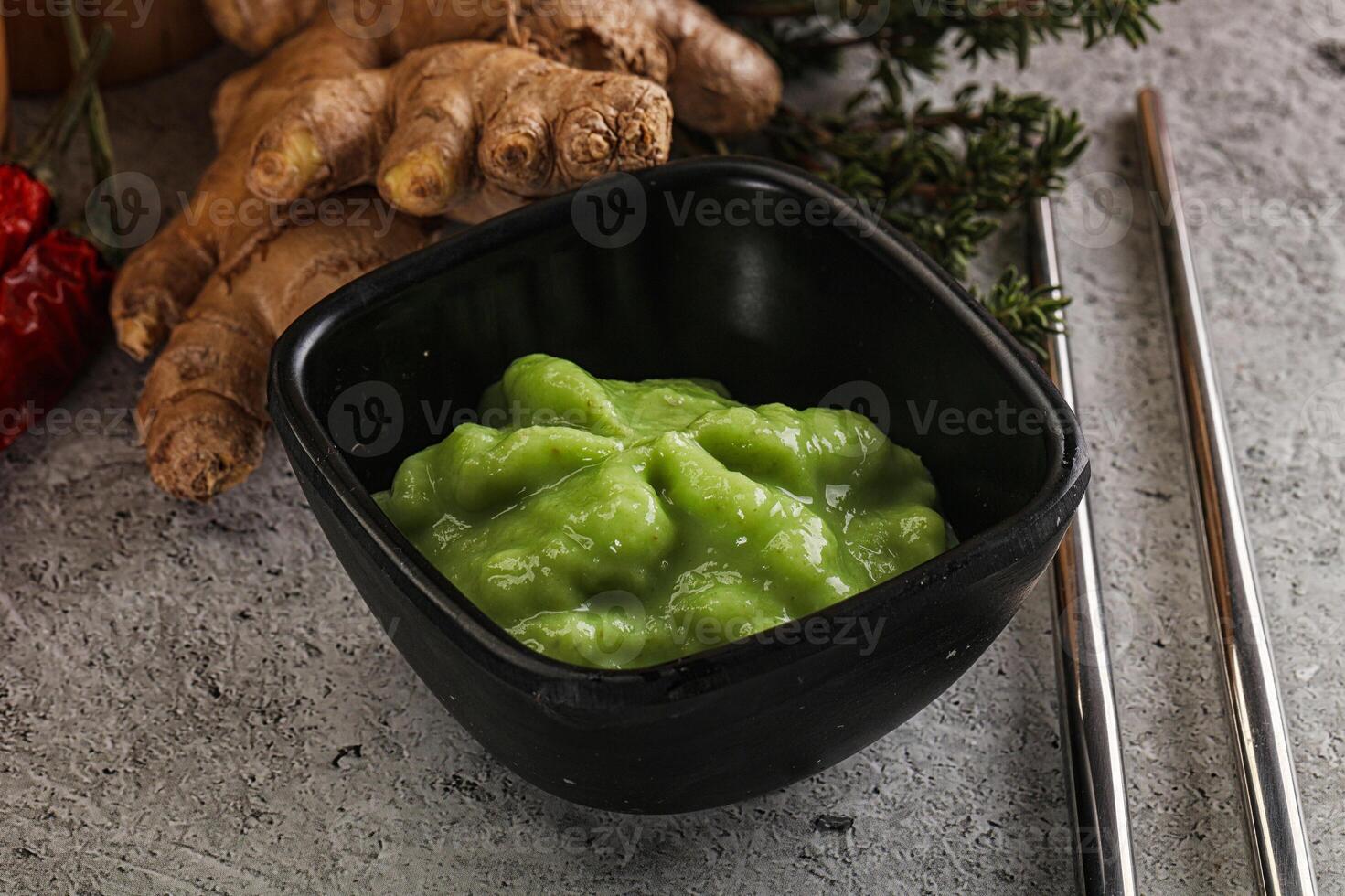 Green organic asian Wasabi seasoning photo