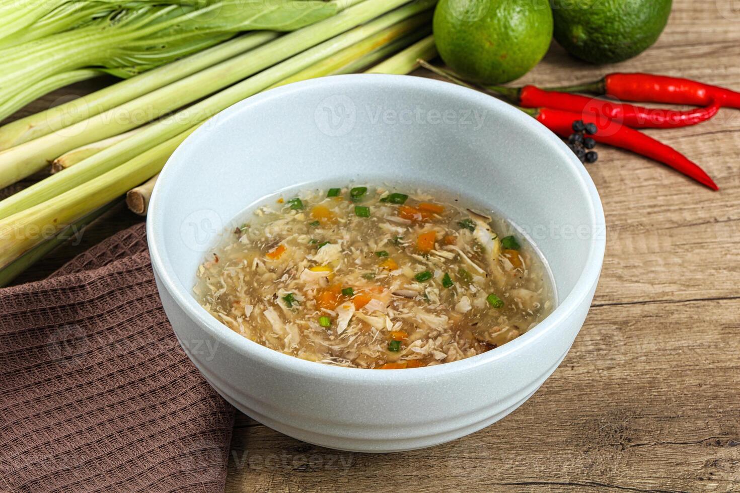Asian gourmet crab soup with spices photo
