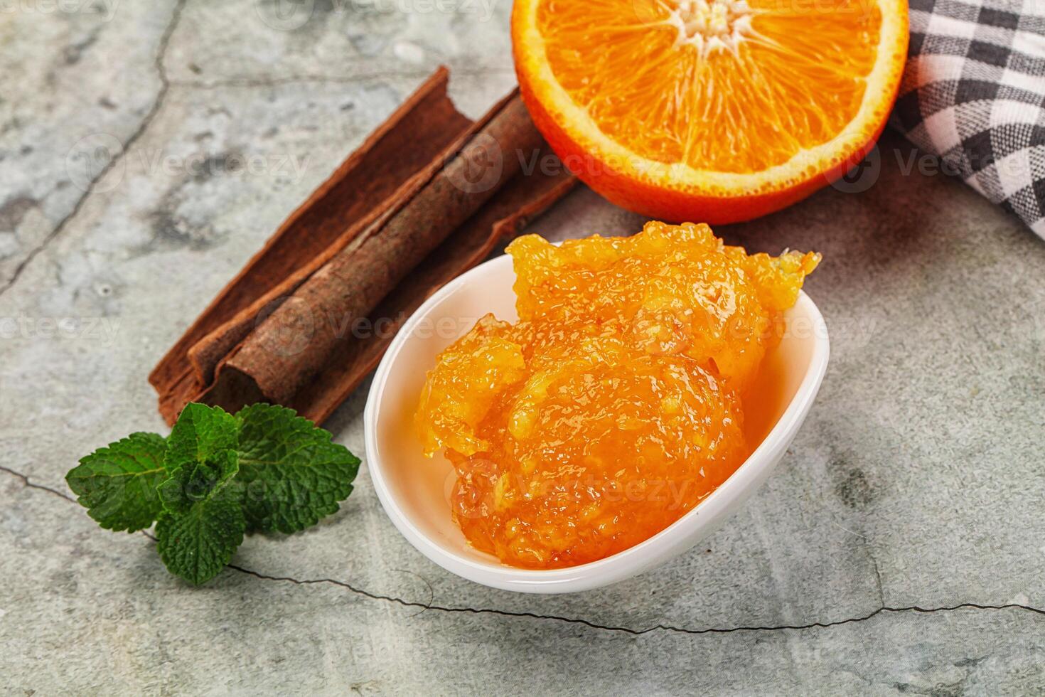 Tasty homemade Orange jam in the bowl photo