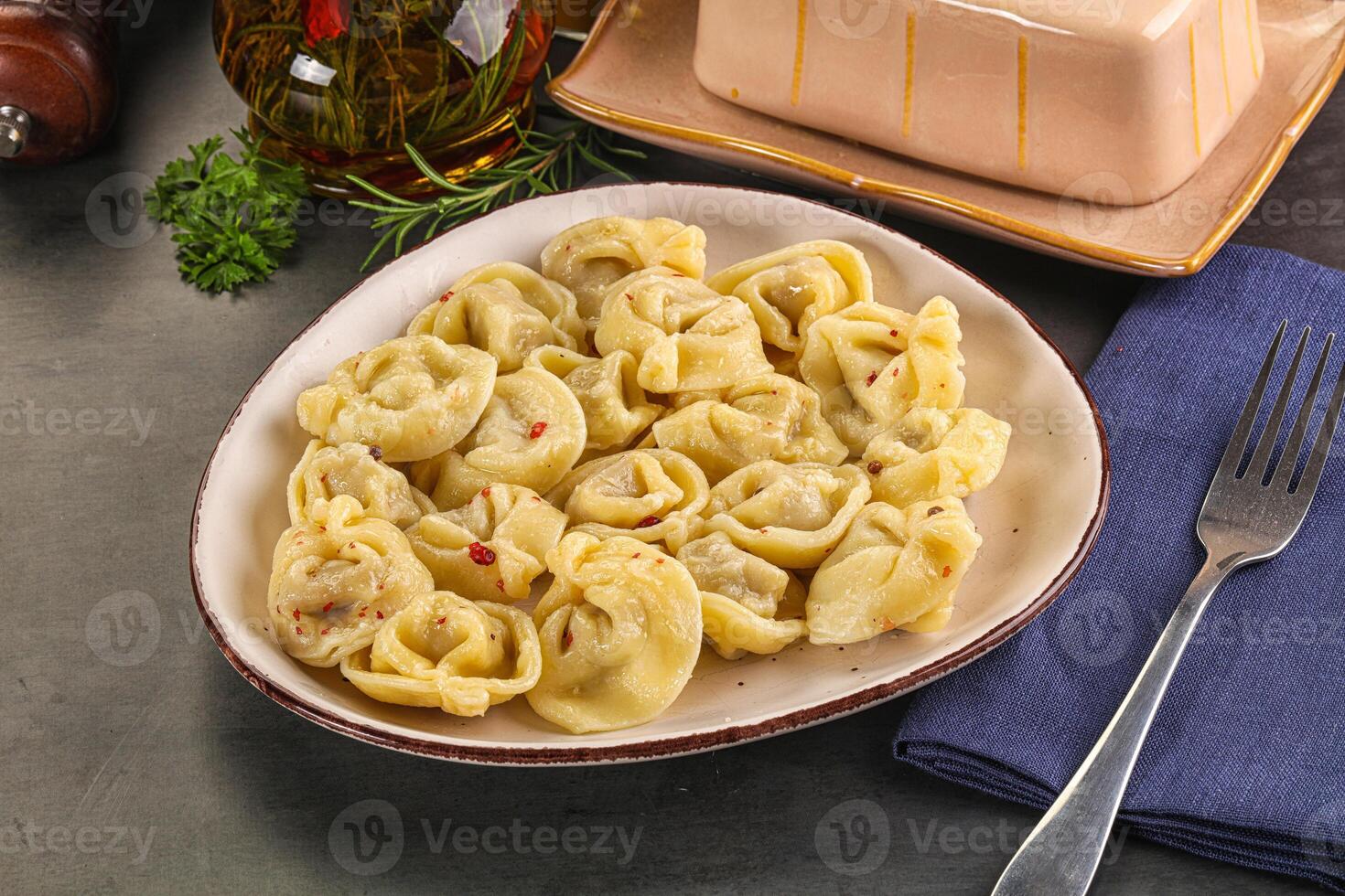 Russian homemade dumplings with meat photo