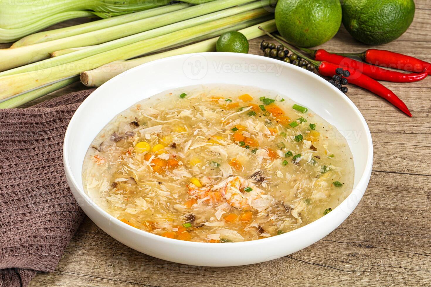 Asian gourmet crab soup with spices photo
