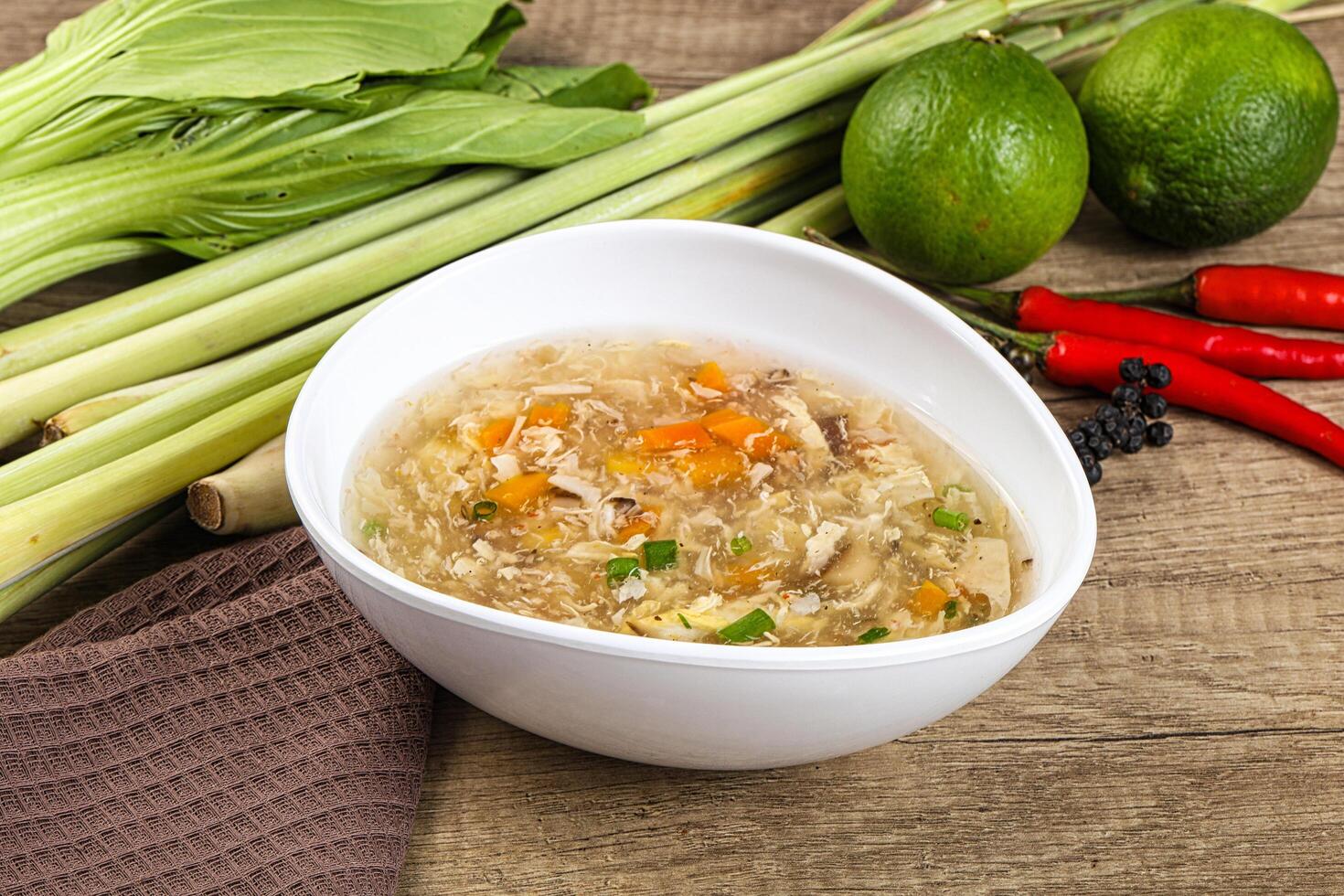 Asian gourmet crab soup with spices photo