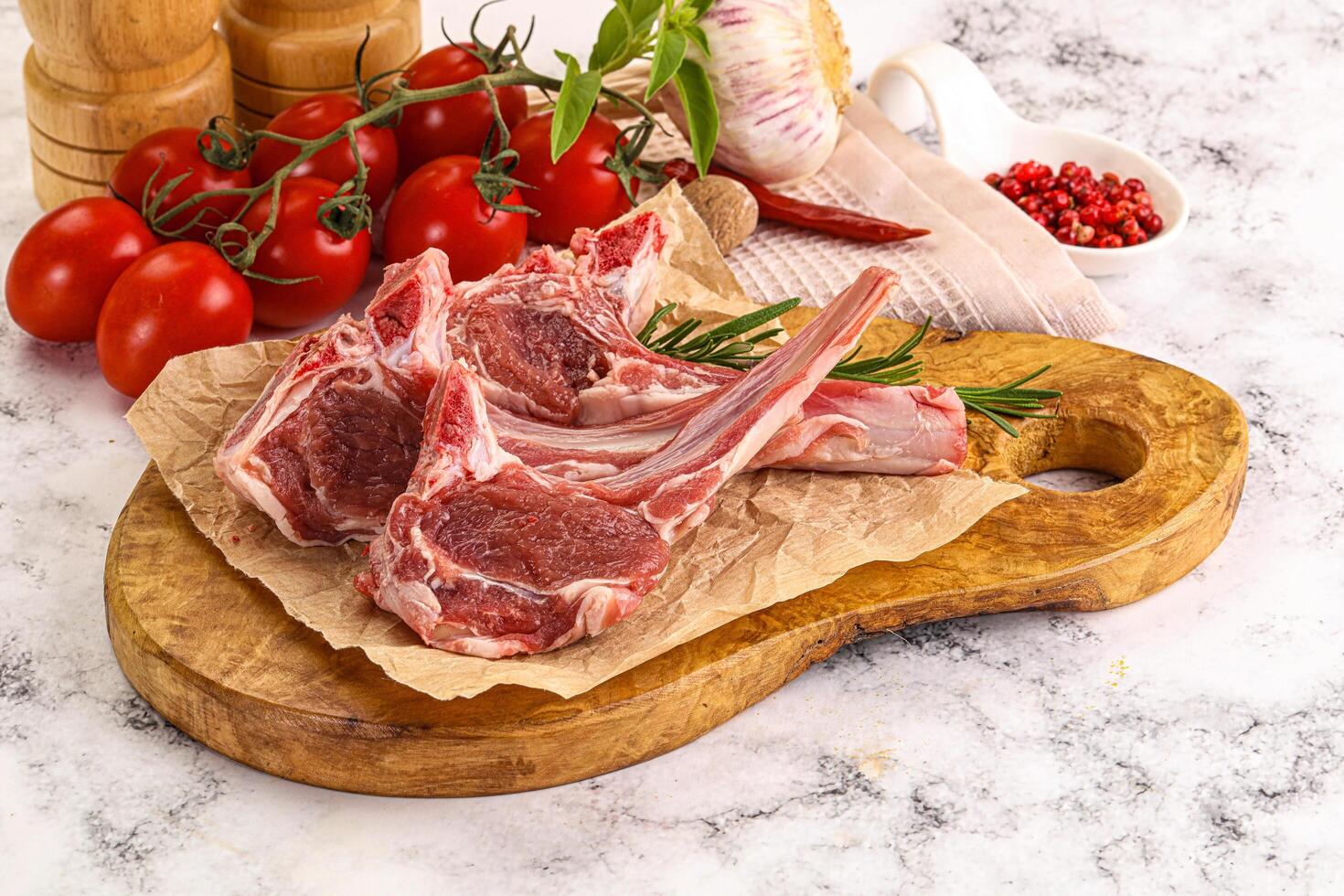 Raw Rack of Lamb for cooking photo