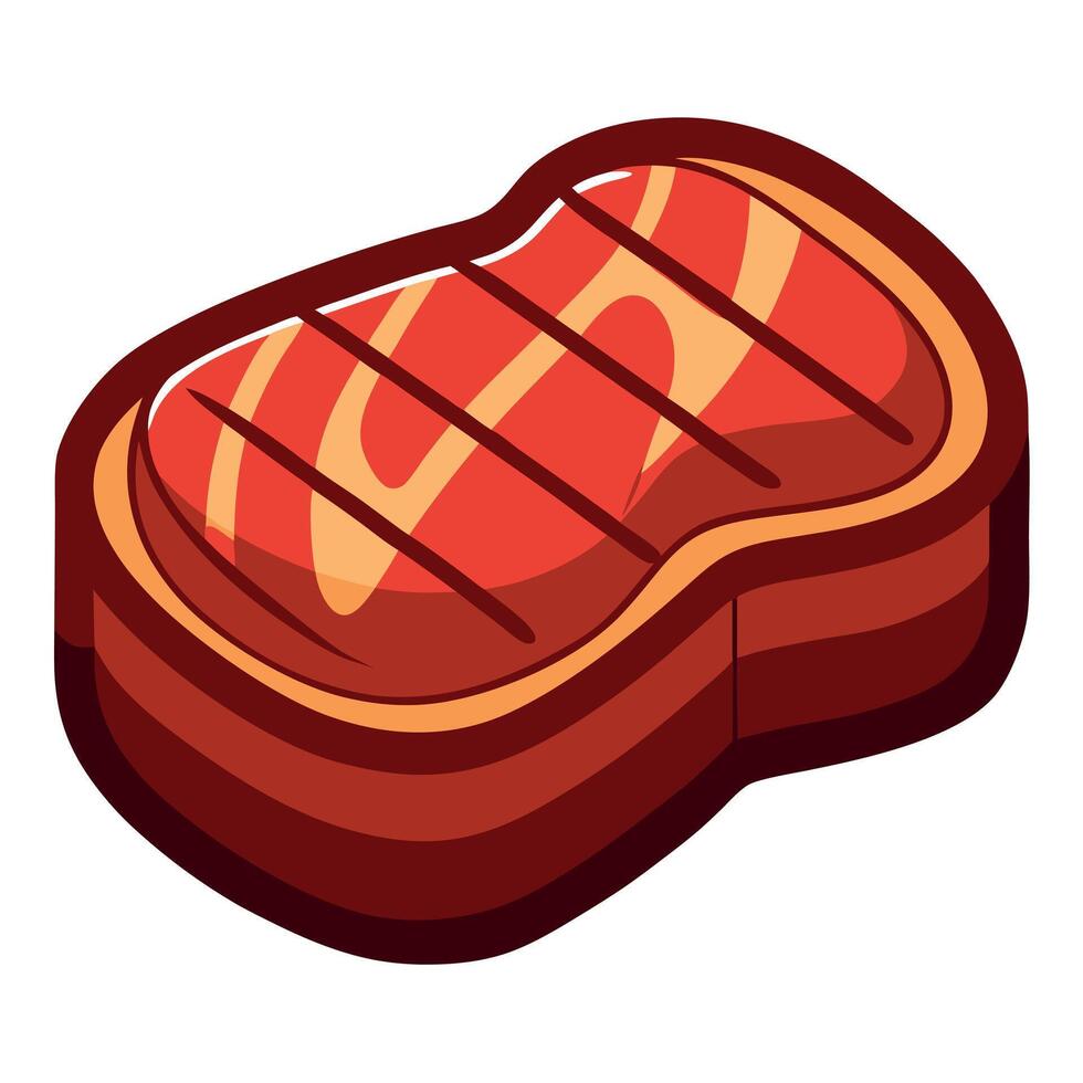 Grill. roast beef. ribeye steak. medium rare. juicy. look delicious. isolated on Background. vector