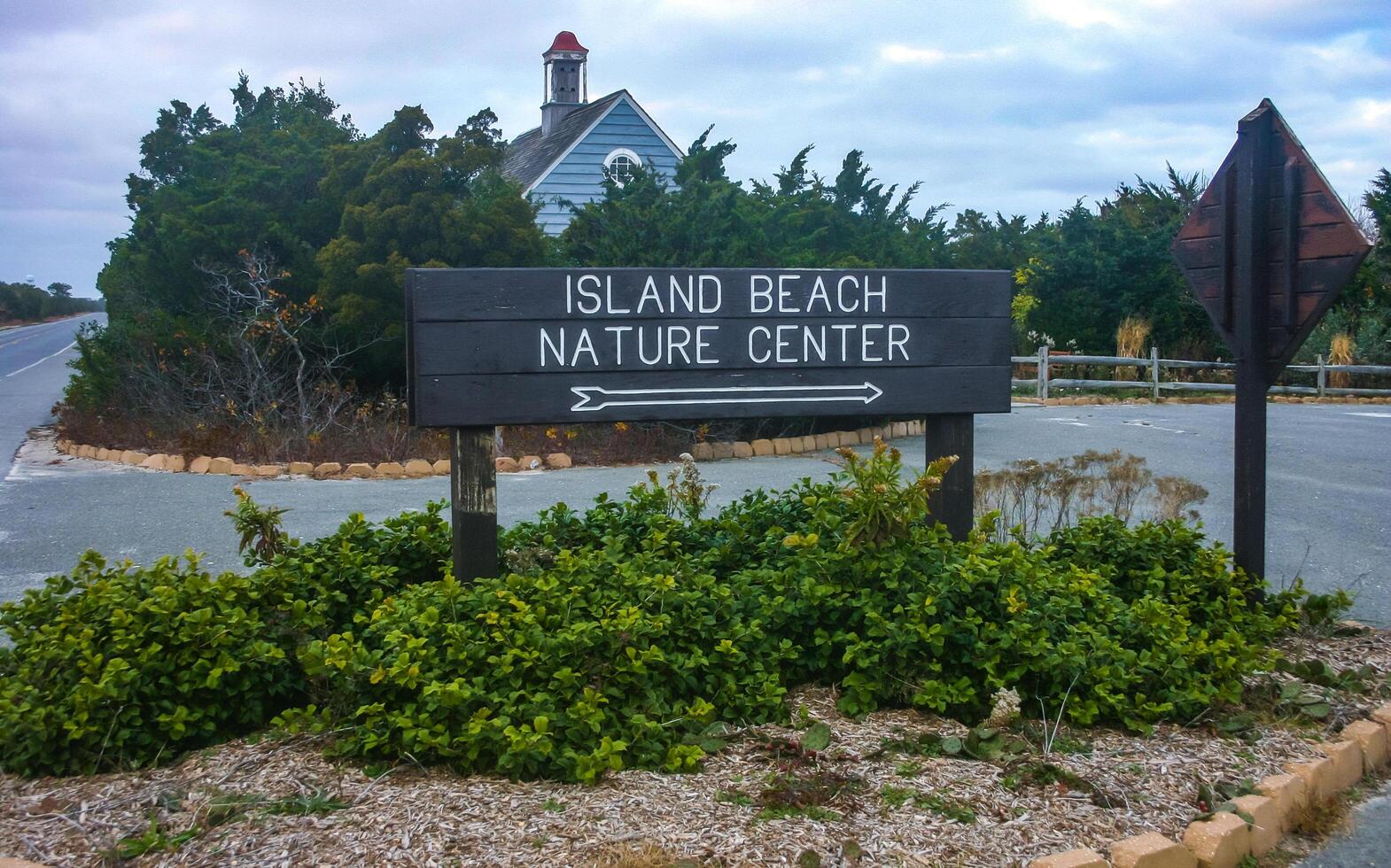 New Jersey, USA - November 19, 2009 information sign Island Beach Nature Center on the oceanfront in New Jersey, USA photo