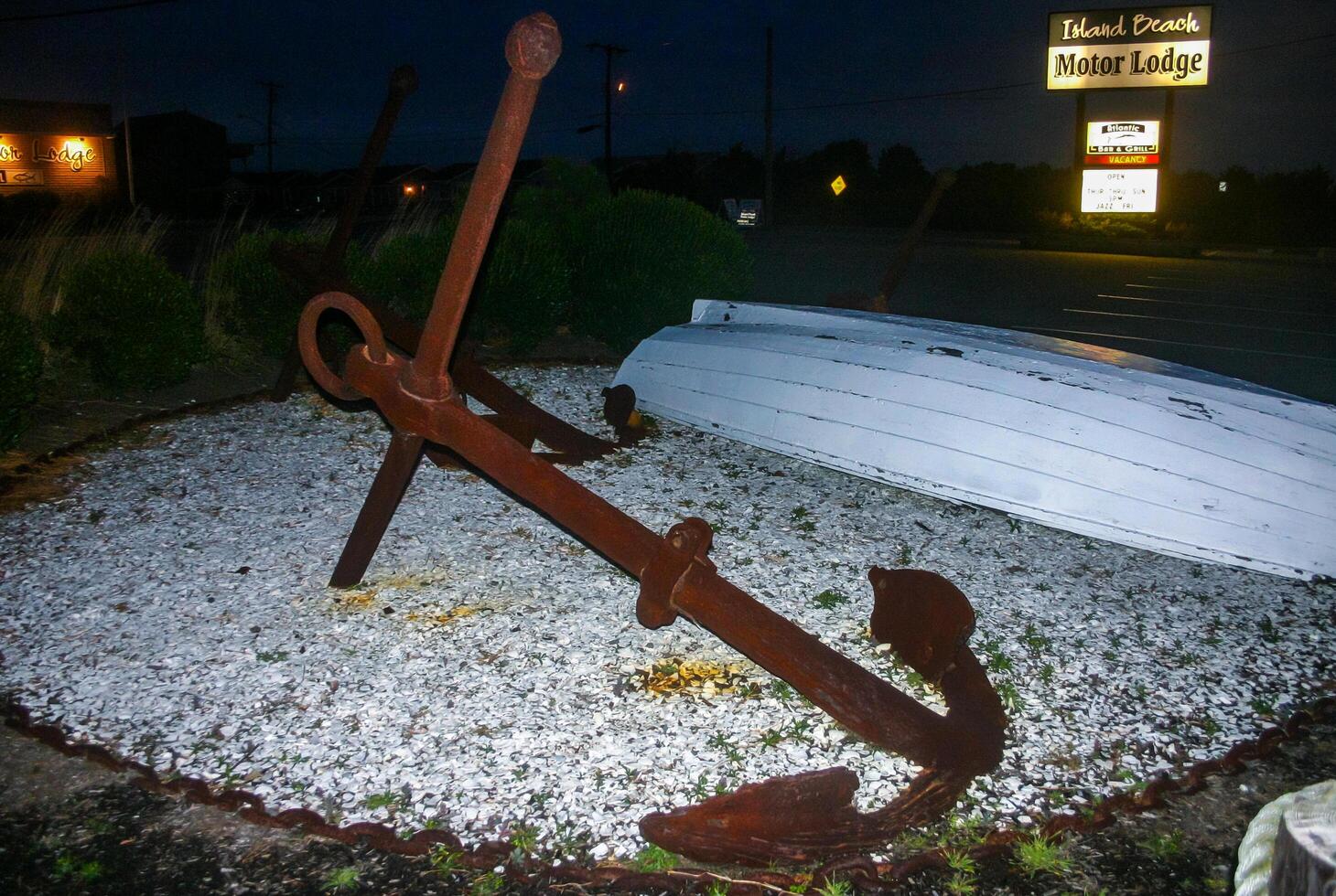 New Jersey, USA - November 20, 2009 Old iron anchor, Museum exhibit on the shore, NJ photo