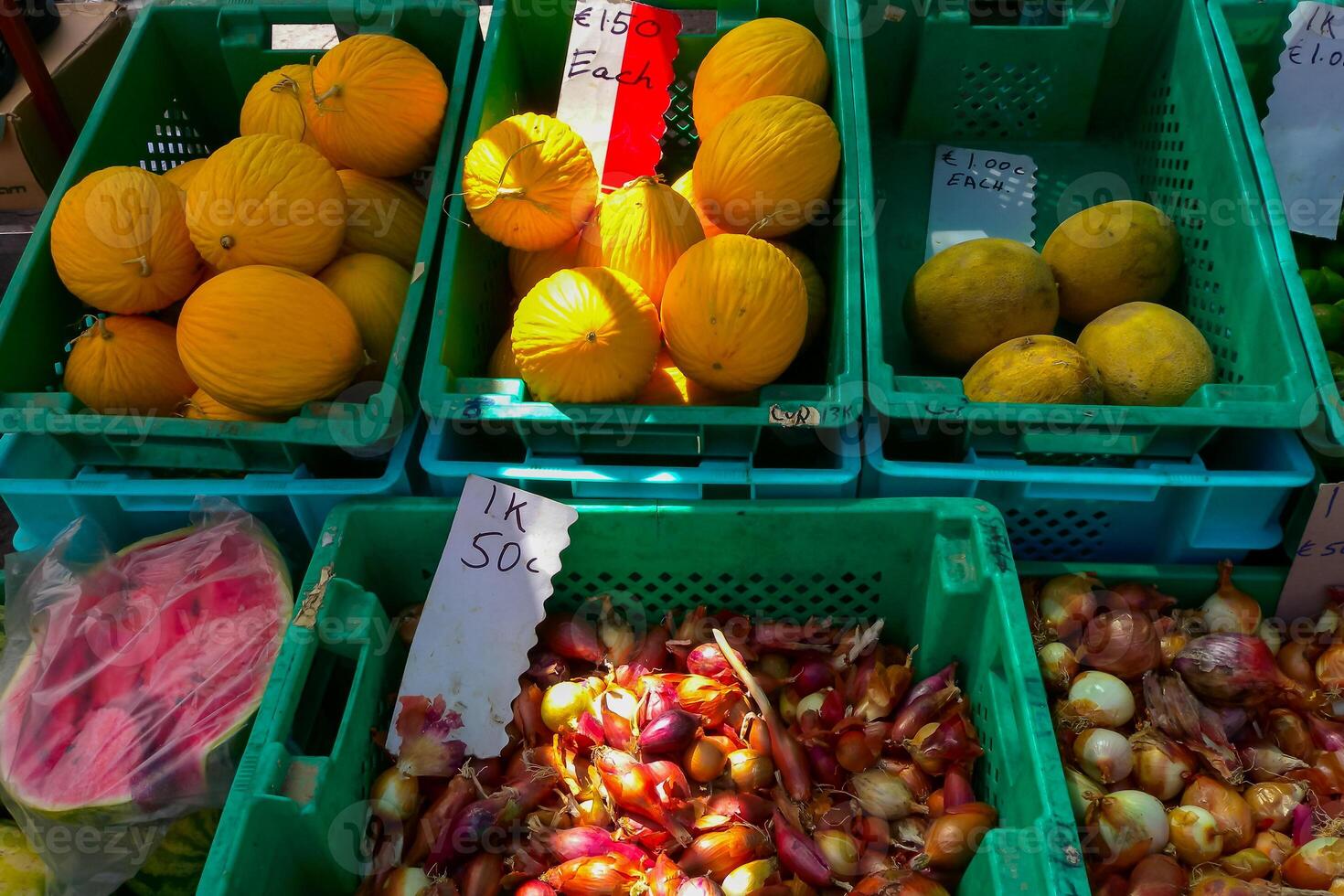 Traditional waterfront market in the Harbor of Mediterranean fishing village Marsaxlokk, Malta photo
