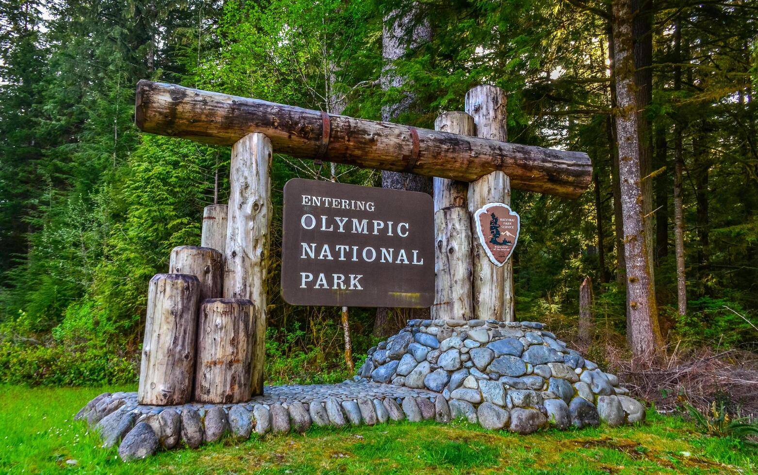 Washington, USA - April 30, 2018 - Olympic National Park Information Sign, Washington State photo