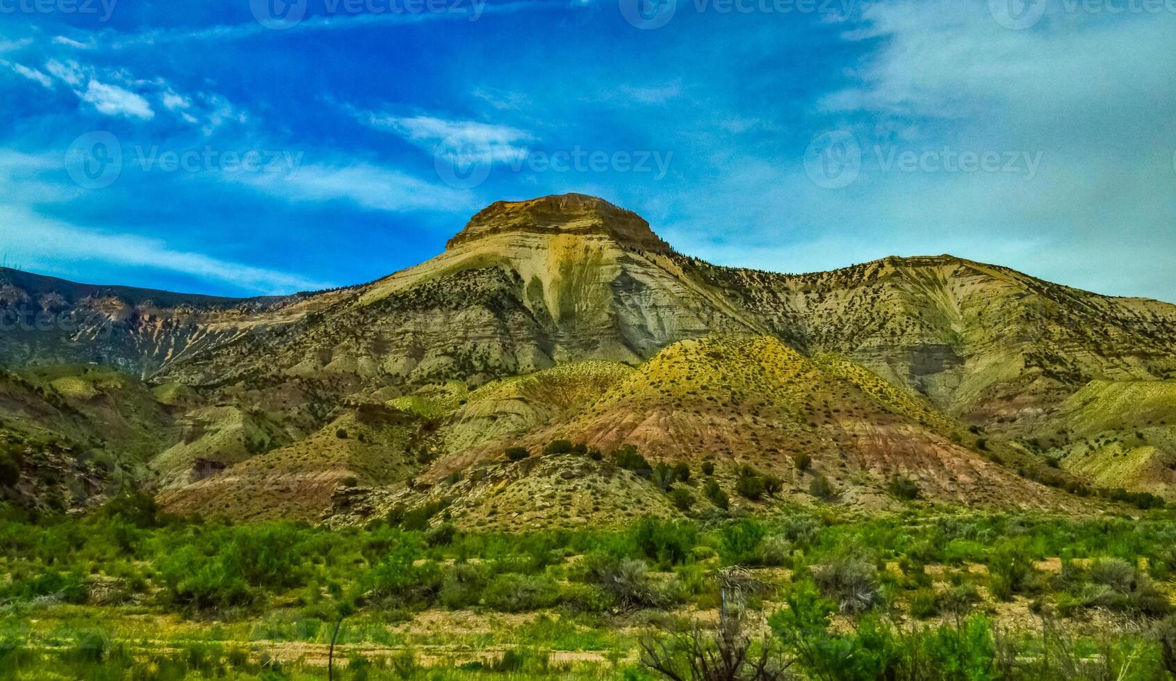 Mountainous landscape, red and yellow mountains in Utah, US photo