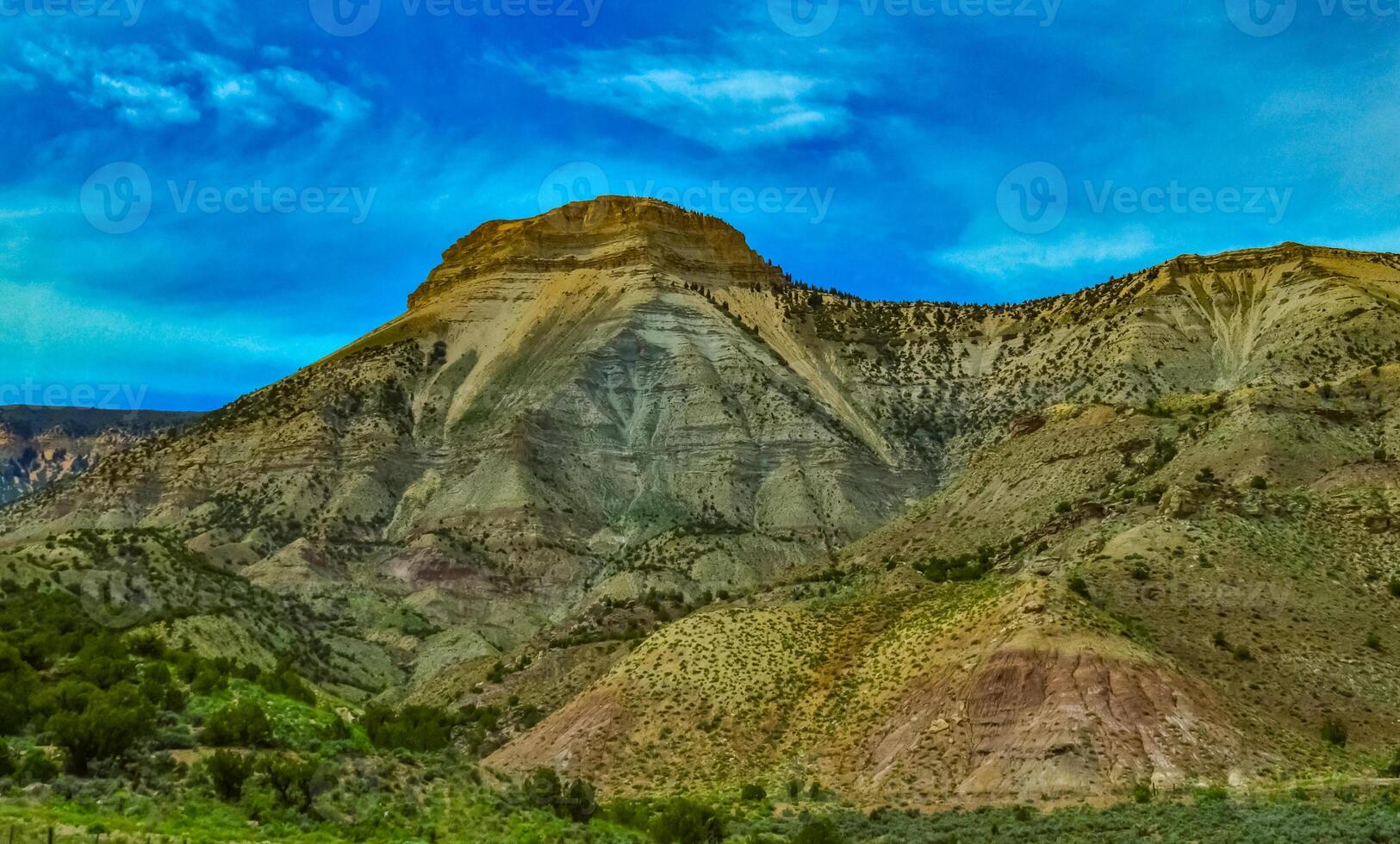 Mountainous landscape, red and yellow mountains in Utah, US photo