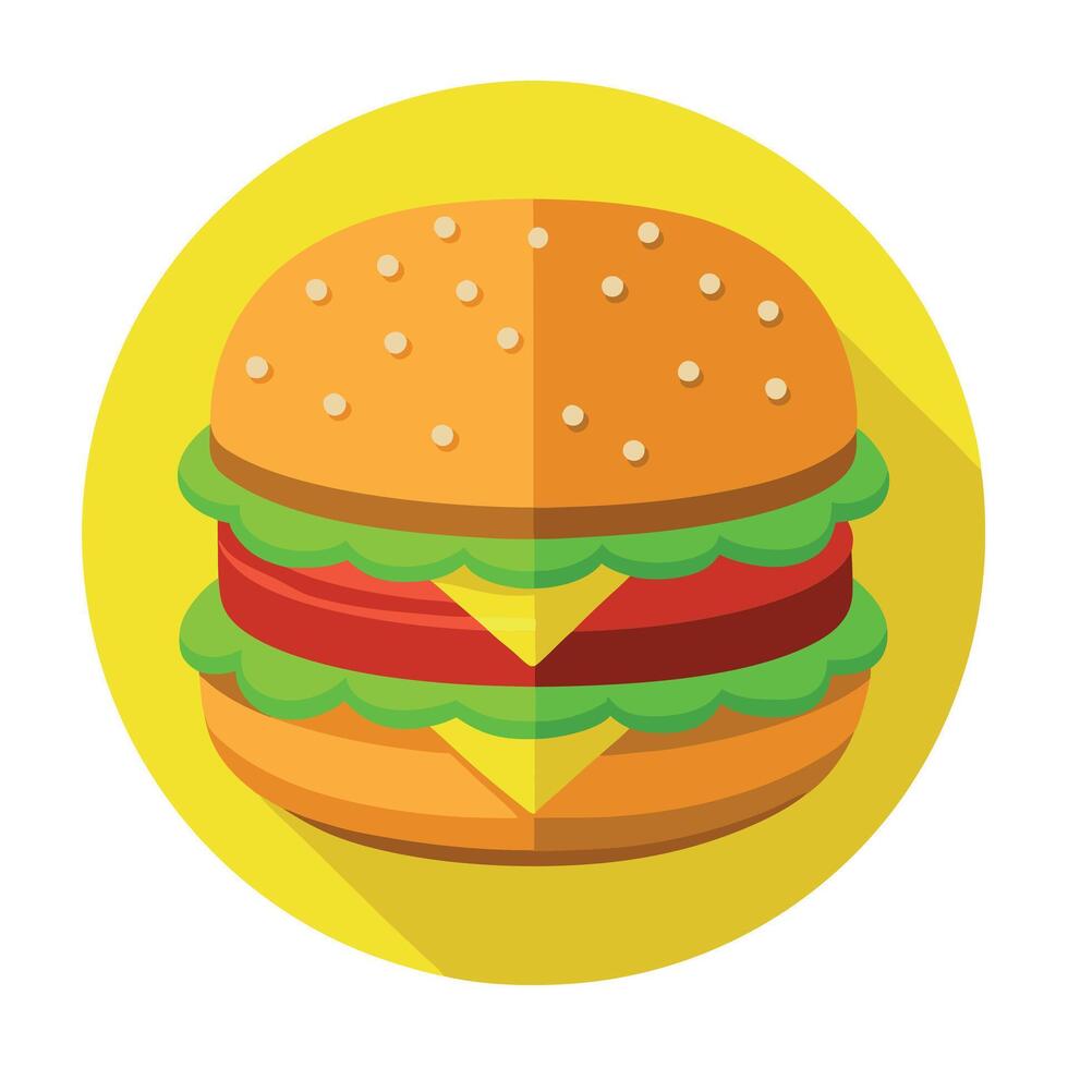 Double Cheeseburger with Sesame Seeds. 3D Render. Yellow Background. Burger. Fast Food. Delicious. F vector